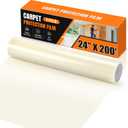 3mil carpet protection film 24" x 200' self-adhesive plastic carpet protection film, easy to clean, remove and unfold, durable protective tape, effectively prevents surface stains and spills
