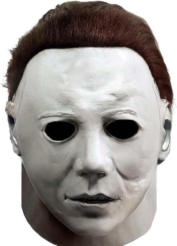 Michael Myers Mask,Halloween Horror Masquerade Cosplay Party Mask, MyersCostume Accessory for Cosplay (White)