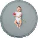 ABREEZE Baby Cotton Play Mat Soft Crawling Mat Detachable Washable Game Blanket Floor Playmats Kids Infant Child Activity Round Rug Home Room Decor,Light Grey