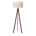 LEPOWER Wood Tripod Floor Lamp, Mid Century Standing Lamp, Modern Design Studying Light for Living Room, Bedroom, Study Room and Office, Flaxen Linen Shade with E26 Base Brown