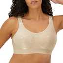 Bali Women's Wireless Bra, Comfort Revolution Wireless Bra for Women, Targeted Shaping, Seamless, Full Coverage, Nudel Swirl Large