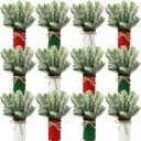 Tioncy 12 Set Christmas Table Centerpieces Floral Arrangement Artificial Plants with Pots Christmas Farmhouse Decorations Faux Rustic Snow Pine Galvanized Decor for Home Room (Classic)
