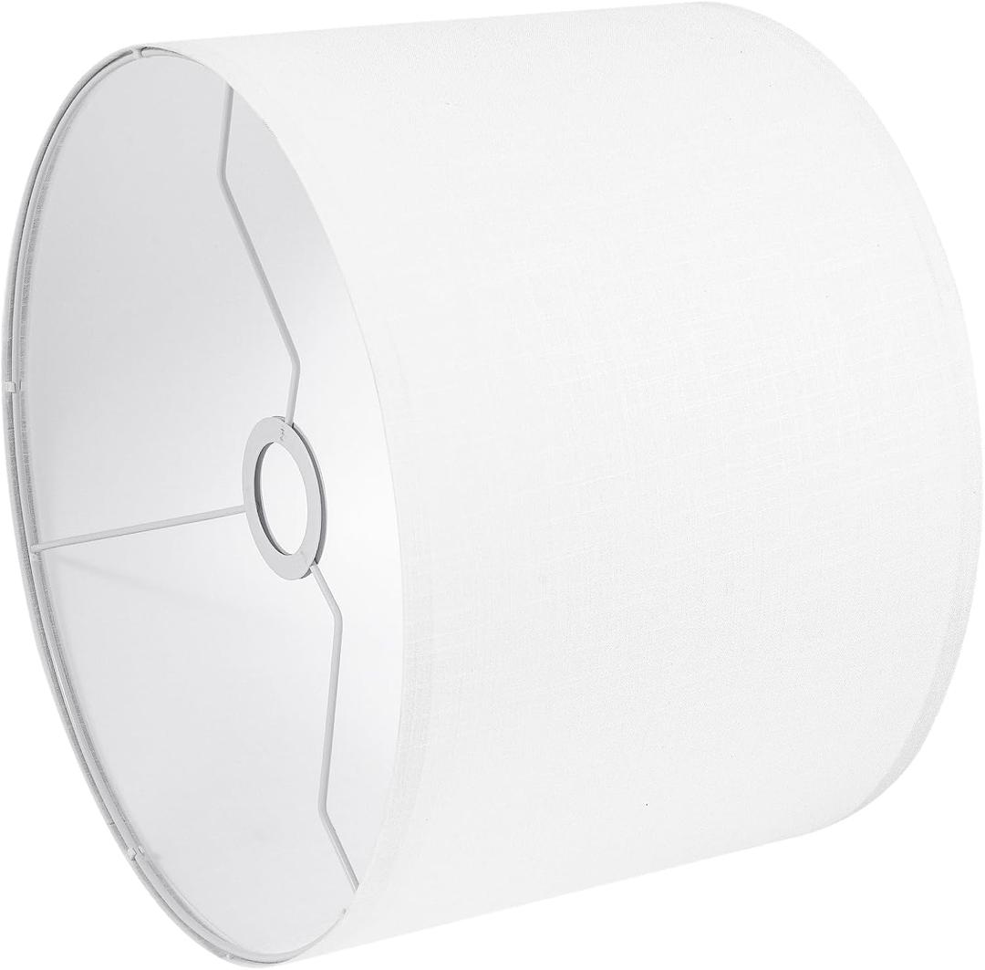 White Lamp Shade, Small Drum Lampshade 8.7" Top x 8.7" Bottom x 8.8" High (Spider), Replacement Lamp Shade Natural Linen Hand Crafted for Table Lamps Floor Lamps Chandelier Lamp, Assembly Required