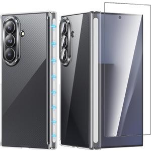 Foluu Clear Case for Samsung Galaxy Z Trifold with Front Tempered Glass Screen Protector - Scratch Resistant Hard PC Back Bumper Protective Shockproof Cover for Galaxy Z Trifold 2026