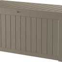200 Gallon Outdoor Storage Box Patio Deck Box Waterproof, Resin Lockable Outside Large Storage Bin for Pool Cushion Furniture, Garden Tools UV-Resistant, Grey
