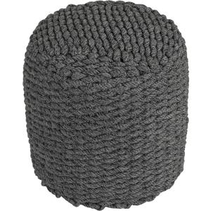 Cortesi Home Augusta Round Rope Pouf Ottoman, 16.5", Grey