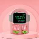 Cute Cartoon Tulip Charger Stand Fit for Apple Watch Series 10/9/8/SE2/SE/Ultra2/Ultra/7/6/5/4/3/2/1(49mm 45mm 44mm 42mm 41mm 40mm 38mm), Silicone iWatch Charging Dock Supports Nightstand Mode