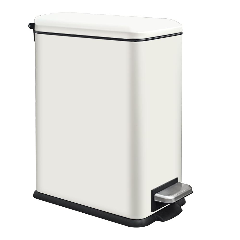 White Trash Can, 10L/2.6 Gallon Bathroom Trash Can, Small Garbage Can with Lid, Features a Removable Inner Bucket, Soft - Close Lid, for Kitchen, Home, Office, RV, Bedroom