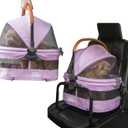 Pet Gear No-Zip View 360 Ultra Lite Pet Safety Carrier & Car Seat for Small Dogs & Cats Push Button Entry, 15", Bright Lilac