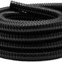 0.75 Inch Pond Tubing, 3/4" ID Corrugated Water Pipe, 20 Feet Length Flexible PVC Hose Pipe with Pipe Fittings, Aquarium, Pond Waterfall, Garden Pond Pump Drainage Tube Black