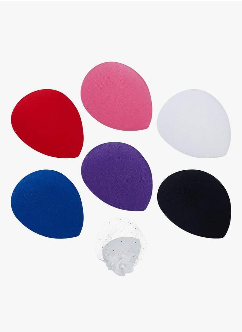 6 Colors Stewardess Fascinator Hat Base with Clips, EVA Cloth Sinamay Base Derby Hat Base for Millinery Magic