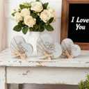 Yookeer 3 Pcs Valentines Heart Decorations Rustic Wood Table Signs Boho Jute Rope Bow Love Sweet Wood Tiered Tray Decor Farmhouse Wooden Block Set for Valentines Day Party Home Table Decorations
