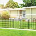 FOREHOGAR Metal Garden Fence with Gate 36in (H) x 23.3ft (L), 1 Gate+ 9 Panels Dog Fence Border Fence Animal Barrier, No Dig Garden Fencing for Yard Flower Bed Lawn Patio Outdoor, ECG3610, Black