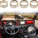 Voodonala Air Conditioner Headlight Center Consoles Switch Knob Cover Trim for 2018-2026+ Jeep Wrangler JL JLU Gladiator JT 4xe Interior Accessories Gold Aluminum Alloy 4pcs