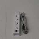 Surge Protector Power Strip - 10 FT Extension Cord, Power Strip with 12 Widely AC Outlet 3 USB, Flat Plug, Wall Mount Overload Protection, 1050J, Desk Charging Station for Home Office, ETL Listed (White)