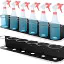 Therwen 2 Pcs 6 Holes All Purpose Steel Spray Bottle Holder Heavy Duty Can Holder Rack Organizer Easy Install Wall Mount Paint Spray Bottle Organizer Storage Rack for Garage Home Workspace(Black)