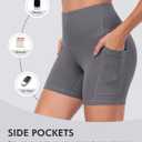 CHRLEISURE 6 Packs Womens Biker Shorts with Pocket, 5 Inch High Waisted Tummy Control Spandex Yoga Workout Shorts (4BlackGreyLGrey-2XL)