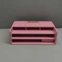 Desk Mail Organizer with Drawer - Bamboo Wooden File Bill Sorter Storage Box for Desktop, Letter Envelope Countertop Holder for Home Office School Organization Tabletop Accessories Supplies (Pink)