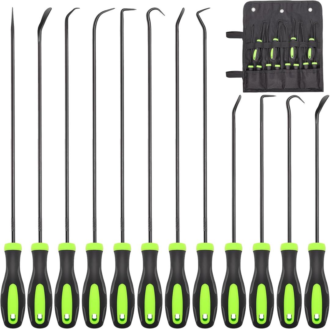 Doaho 12PCS Automotive Hook and Pick Tool Set,Long & Mini Precision Puller Remover Tool Kit for Auto O-Ring,Seal & Gasket Removal,Mechanic Professional Tools,Car Repair Essentials