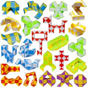 24 Pack 24 Blocks Mini Fidget Snake Cube Mini Twist Puzzle Cubes Magic Speed Cubes Toy for Kids Party Bag Fillers, Party Supplies