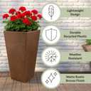 Large Outdoor Planters 2-Pack - 22.4-Inch Tall Planters for Outdoor Plants or Indoor Pots for Plants - Plastic Flower Pots for Patio, Entryway, or Front Porch Decor by Pure Garden (Bronze), 11.8 x 7.8 x 22.4
