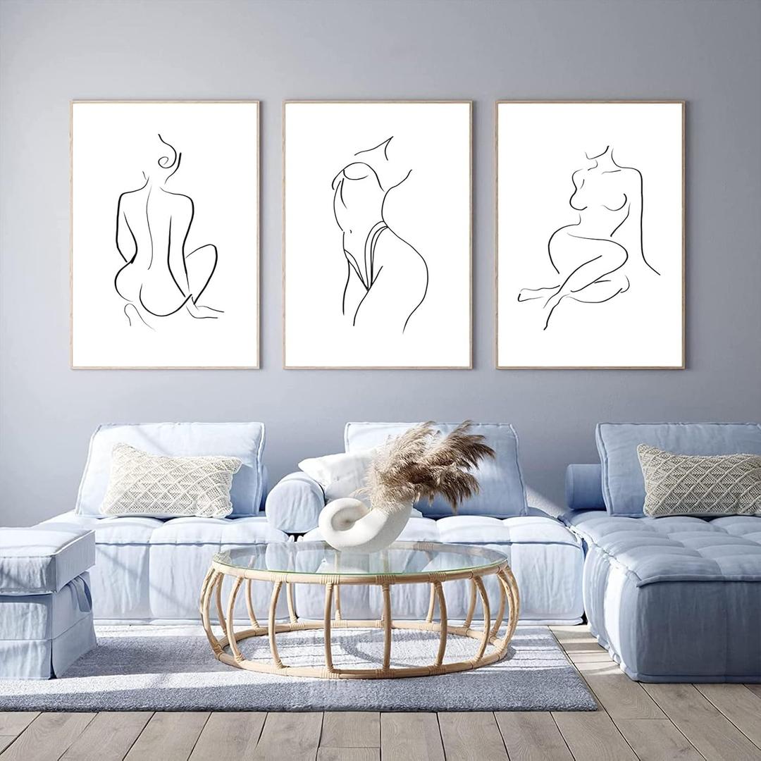 Minimalist Line Wall Art Woman Body Outline Wall Art Prints Women Figure Drawing Painting Body Line Art Wall Decor Female Wall Art Abstract Woman Silhouette Canvas Aesthetic 16x24x3 Inch Unframed, 1 PCS