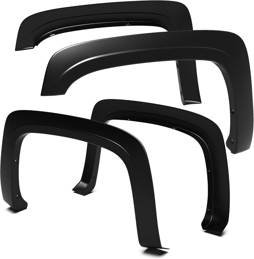 Tyger Auto Fender Flare Compatible with 2007-2013 Chevy Silverado 1500 2500 3500HD (Not Fit 07 Classic) 6.5' & 8' Bed, Fine-Textured Black Paintable Factory Style 4pc | TG-FF6C4288
