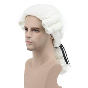 karlery Judge Colonial Wig Man Long Wave White Wig for Halloween Costume Cosplay Party