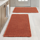 MIULEE Fall Orange Set of 2 Waffle Bathroom Rugs, Super Absorbent Non Slip Bath Rugs, Machine Washable Bath Mats with Tassels, Ultra Soft Rubber Backed Shower Mats for Bathroom Floor, Tub, 24x36 Inch
