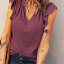 Dokotoo Women's Casual V Neck Ruffle Sleeve Summer Tank Tops Shirts (XL)