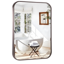 20"x30" Brushed Titanium Bathroom Mirror, Dark Grayish Brown Rounded Rectangle Wall Mirror with Metal Frame Hanging for Bathroom Entryway Vanity,Living Room,Bedroom,Vertical or Horizontal