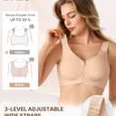 BRABIC Zip Front Closure Mastectomy Bras for Women Post Surgery Compression Everyday Surgical Wireless Wide Adjustable Straps(Nude, 3X-Large) (Beige, XXXL)