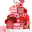 Pickmesh 21 Pcs Valentine Tiered Tray Decor Set Valentine Table Decorations Conversation Heart Wooden Decoration Farmhouse Valentines Day Decorations Heart Wooden Signs for Home(Pretty)