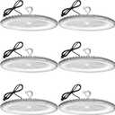 XYCN 6 Pack 400W UFO Led High Bay Light,120VAC,5000K Daylight Commercial Bay Lighting,IP66 Waterproof,61050LM,1750W MH/HPS with Plug Area Lighting for Warehouse/Shop/Workshop/Barn/Gym/Factory