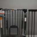 Babelio Upgraded Baby Gate with Cat Door, 29-43" Auto Close Durable Dog Gate for Stairs, Doorways and House, Easy Walk Thru Safety Gate with Pet Door Includes 4 Wall Cups, Black (29-43" Wide, 30" Tall)