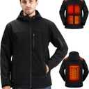 Heated Jackets for Men with Rechargeable Pack, Mens Waterproof Windproof Soft Shell Heating Jackets Coat, Large, Black