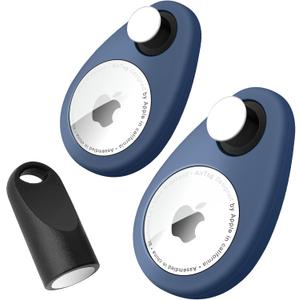 Airtag Holder for Kids Baby Toddler Hidden 2 Pack GPS Tracker Case, Anti-Removal Airtag Silicone Case with Safety Pins, Suitable for Children, Elderly, Pets, Backpack, Luggage (Blue+Blue)