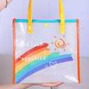 2 x Iridescent Tote Bag PVC Handbag Waterproof Beach Bag Reusable Clear Bags for Shopping Vacation Travel Pool (Large Size)
