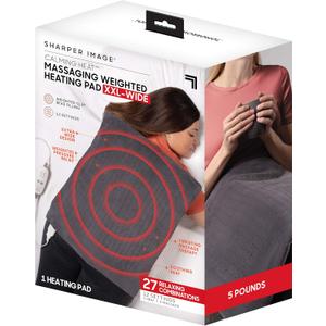 Calming Heat XXL Wide Massaging Vibrations Weighted Heating Pad by Sharper Image | Auto Shut-Off Feature, Gift for Holidays, Women & Men | 3 Heat, 9 Massage, 20 x 24, 5 lbs