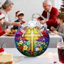 2 x Catholic Cross Gifts: Stained Glass Christian Cross Ornament | Christmas Ornaments (Christmas Tree Ornaments), Christian Faith Home Decor, Religious Gift & Xmas Gifts