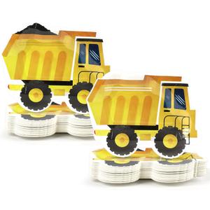 50 Pcs Construction Birthday Party Supplies Paper Plates Truck Theme Disposable Dessert Cake Dinner Plates Car Party Tableware Dinnerware for Kids Boys Birthday Decorations Favors