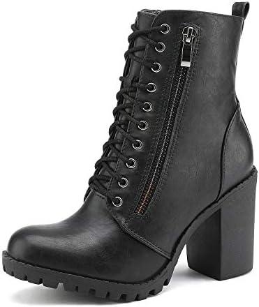 DREAM PAIRS Women's Combat Ankle Boots Chunky Heel Lace up Fashion Heeled Booties 6.5