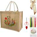 SNAIL GARDEN Linen Tote Bag DIY Embroidery Kit for Beginners with Scarf, Printed Cross Stitch Craft Kit with Thread, Needle & Guide  Reusable Grocery Bag for Women