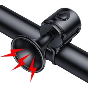 Electric Bike Horn 130db Loud Bicycle HornBike Bell for 22.2-32mm Handlebars Bike Horn for Adults with 3V Battery,Easy Installation Bicycle Bells for Adults Kids Mountain Bike/Scooter/Ebike (Black)