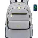 LOVEVOOK Laptop Backpack for Women, 15.6 Inch Fashion Travel Backpack, Large Capacity Backpack Purse with USB, Water-resistant fits College Work Business Travel（Black & Grey）