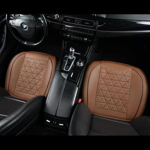 Luxury Leather Front seat Cover, Non Slip All Inclusive with Storage Bag, Suitable for 95% Sedan, SUV, Truck, 2 Piece Coffee