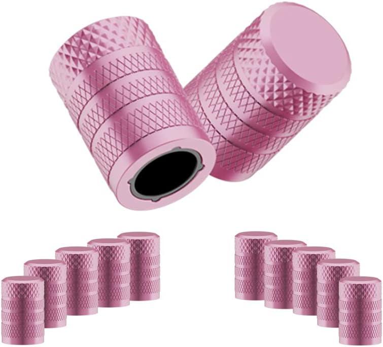2 x CKAuto Tire Valve Stem Caps, Pink, 10 pcs/Pack, Anodized Aluminum Tire Cap Set, Corrosion Resistant, Universal Stem Covers for Cars Trucks Motorcycles SUVs and Bikes