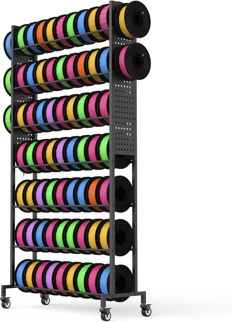 3D Printer Filament Rack with Wheels - 7-Tier Large Capacity Pegboard Organizer for Studio/Office 3D Printing Filament Storage (7 Tier)