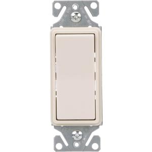 Eaton 7511LA 15-Amp 120/277-volt Heavy-Duty Grade Single-Pole Decorator Lighted Switch, Light Almond