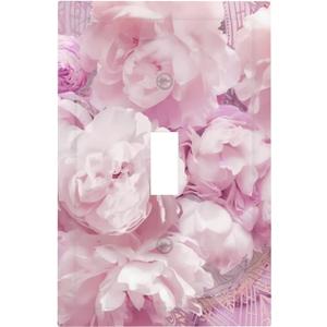 Pink Marble Floral 1 Gang Light Switch Plate Decorative Single Toggle Wall Plate Pink Cover Electrical Switchplate Faceplate for Bedroom Room (Clear8)